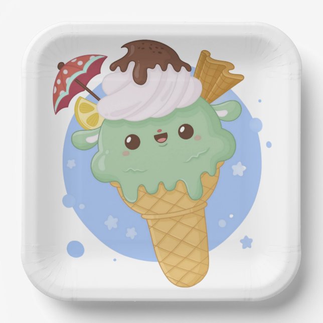 Coole Eiscreme Pappteller (Vorderseite)