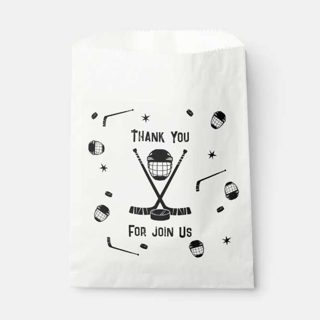 Coole Eishockey Black und White Birthday Party Geschenktütchen (Vorderseite)