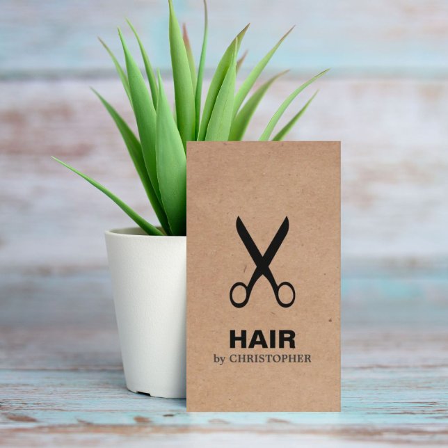 Coole Elegant Kraft Paper Black Scissor Haarstylis Visitenkarte (Von Creator hochgeladen)