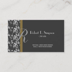 coole, elegante, einfache Damask Monogramm-Visiten Visitenkarte