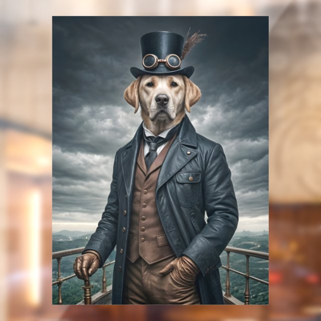 Coole Elegante Viktorianische Steampunk Labrador H Fensteraufkleber (Blatt 2)