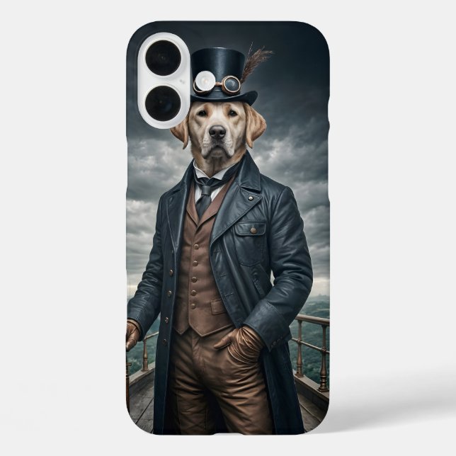 Coole Elegante Viktorianische Steampunk Labrador H iPhone 16 Plus Hülle (Rückseite)