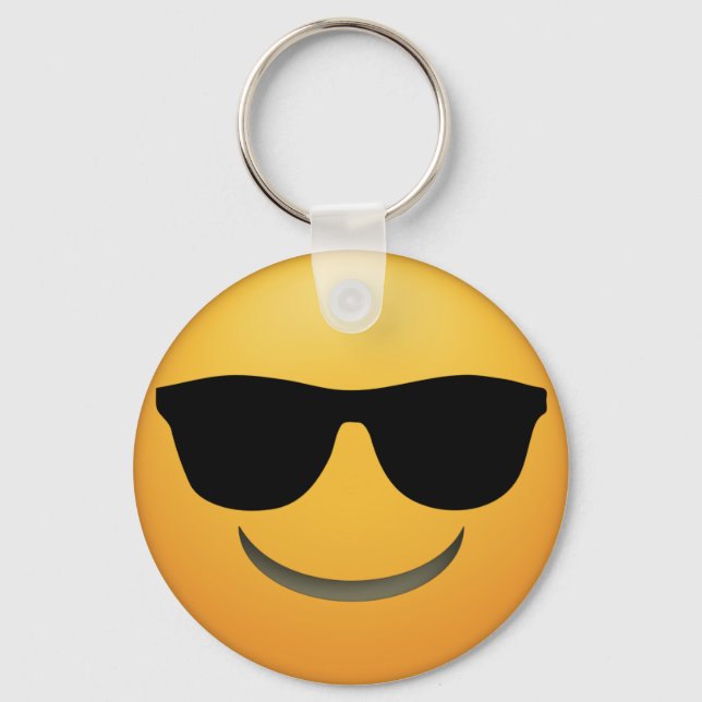 Coole Emoji Schlüsselkette mit Sonnenbrille. Schlüsselanhänger (Vorderseite)