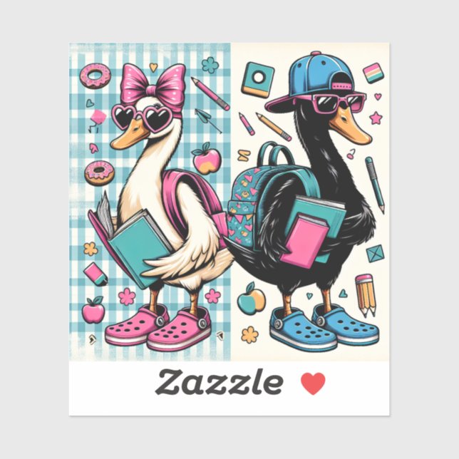 Coole Enten zurück in die Schule Aufkleber (Blatt)