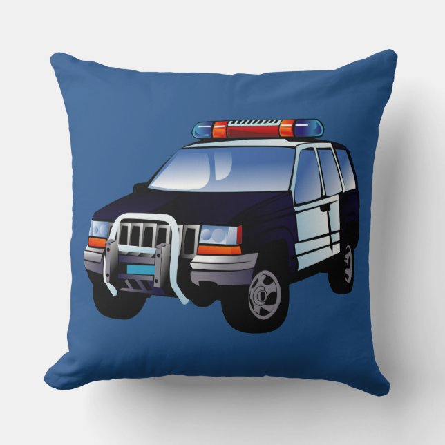 Coole Entwicklung des Cartoon von Polizeiwagen für Kissen (Vorderseite)
