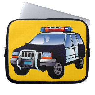 Coole Entwicklung des Cartoon von Polizeiwagen für Laptopschutzhülle