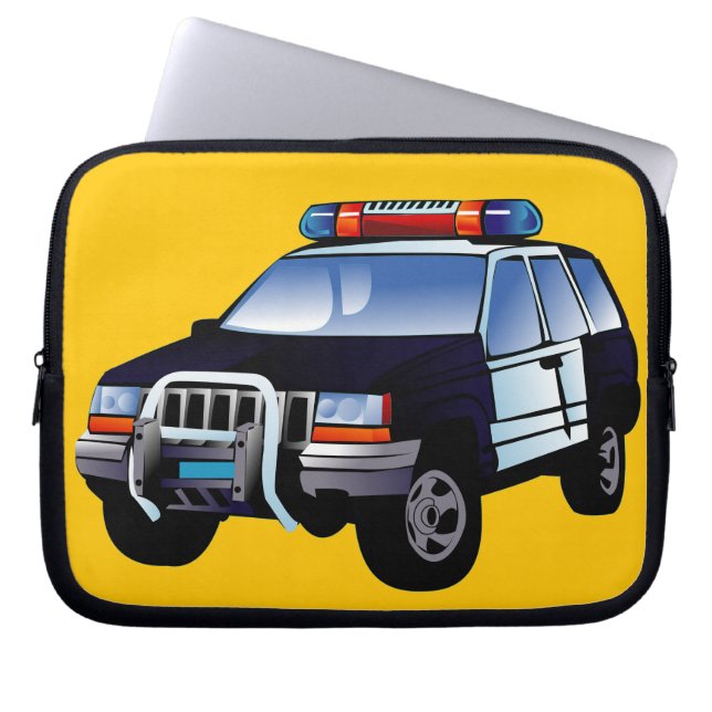 Coole Entwicklung des Cartoon von Polizeiwagen für Laptopschutzhülle (Vorderseite)