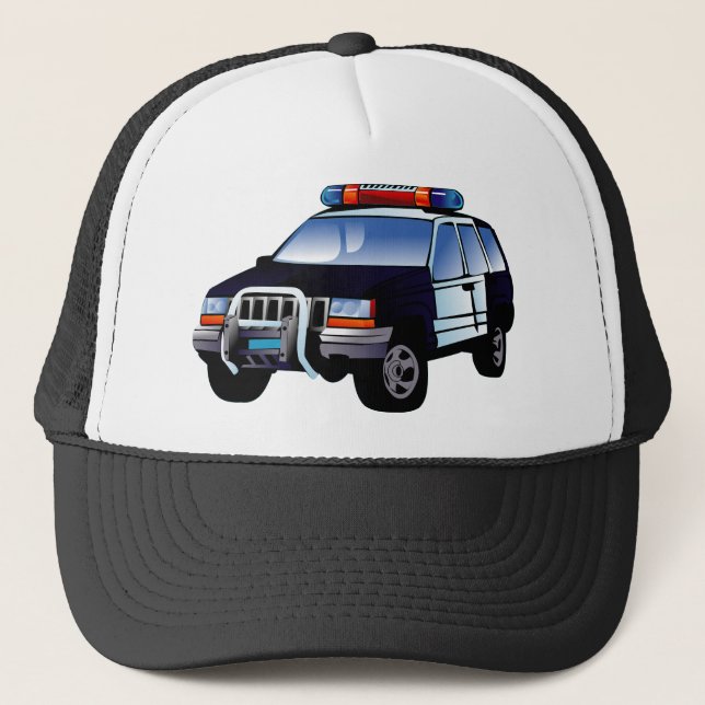 Coole Entwicklung des Cartoon von Polizeiwagen für Truckerkappe (Vorderseite)