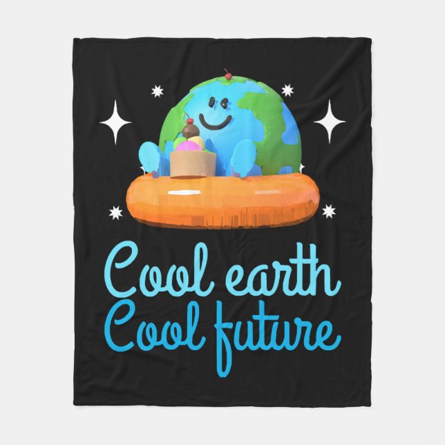 Coole Erde, Coole Zukunft - Erde Fleecedecke (Vorderseite)