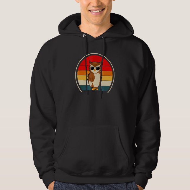Coole Eule Retro Hoodie (Vorderseite)