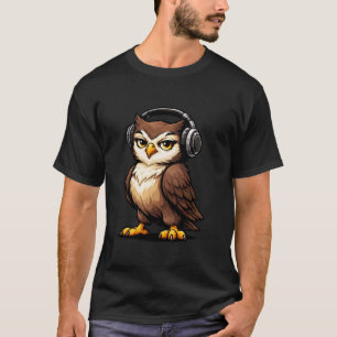 Coole Eulen-DJ-Maskottchen-Grafik T-Shirt