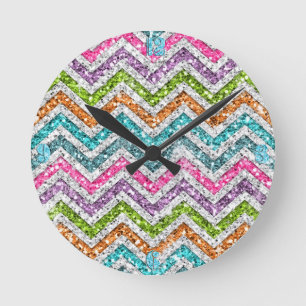 Coole fantastische trendy helle FarbZickzack Runde Wanduhr