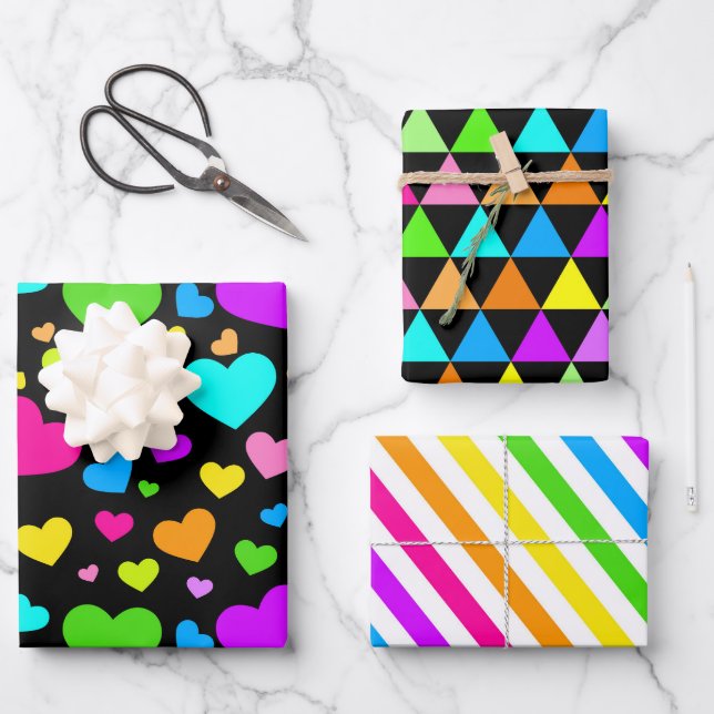Coole Farben Geschenkpapier Set (Vorderseite)