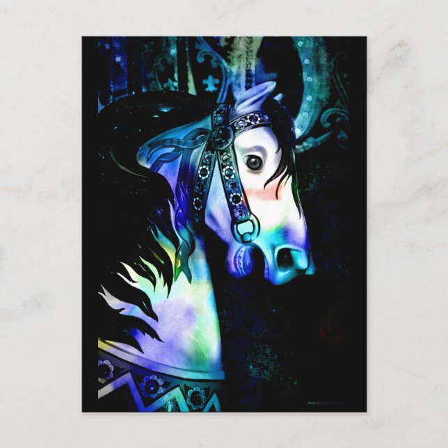 Coole Farben Karussell Pferd Postkarte (Vorderseite)