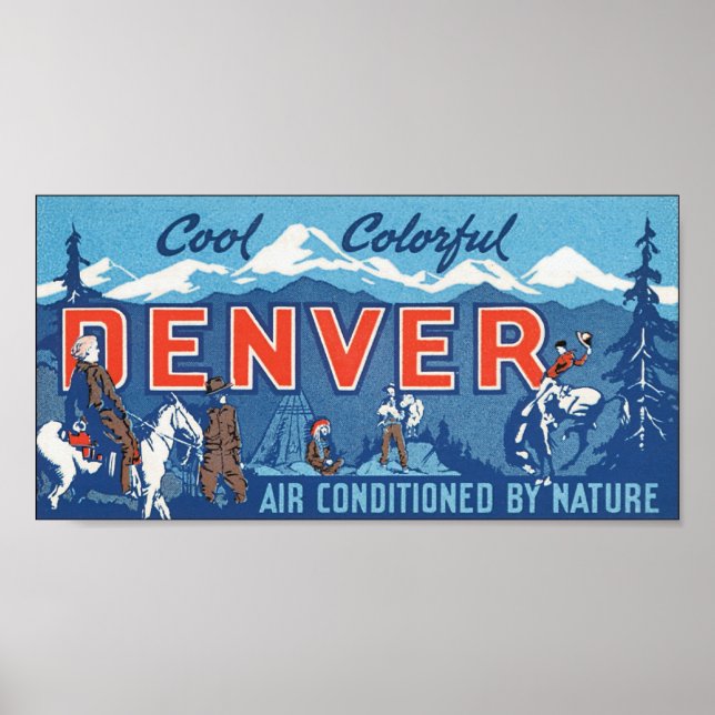 Coole Farbenfrohe Denver Travel Poster (Vorne)