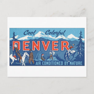 Coole Farbenfrohe Denver Travel Poster Postkarte