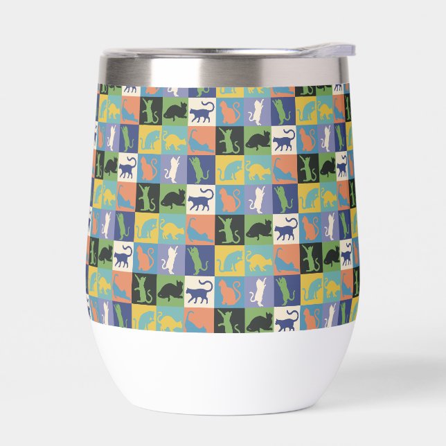 Coole, farbenfrohe Katzen auf Quiltplätzen (Links)