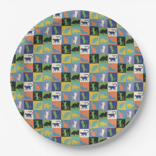 Coole, farbenfrohe Katzen auf Quiltplätzen Pappteller