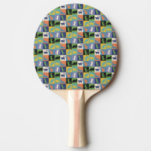 Coole, farbenfrohe Katzen auf Quiltplätzen Tischtennis Schläger