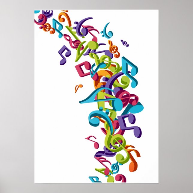 Coole farbenfrohe Musiknoten und Sounds Poster (Vorne)