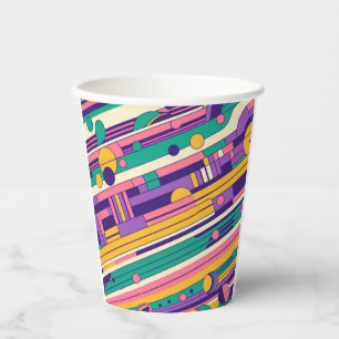 Coole, farbenfrohe Retro-Design der 80er/90er Pappbecher