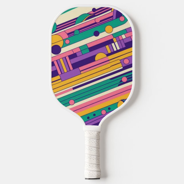Coole, farbenfrohe Retro-Design der 80er/90er Pickleball Schläger (Vorderseite)