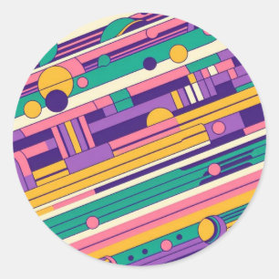 Coole, farbenfrohe Retro-Design der 80er/90er Runder Aufkleber