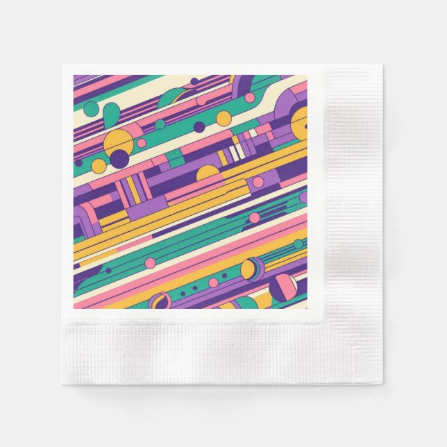 Coole, farbenfrohe Retro-Design der 80er/90er Serviette (Vorderseite)