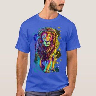 Coole Farbenfrohe Wild Lion Stilvolle Lion Grafik  T-Shirt