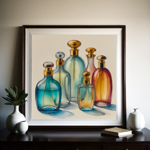 Coole Farbflaschen Wasserfarben Glasflaschen 1:1 Poster