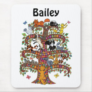 Coole farbige Baumkronen-Blume Monogramm Name Mousepad