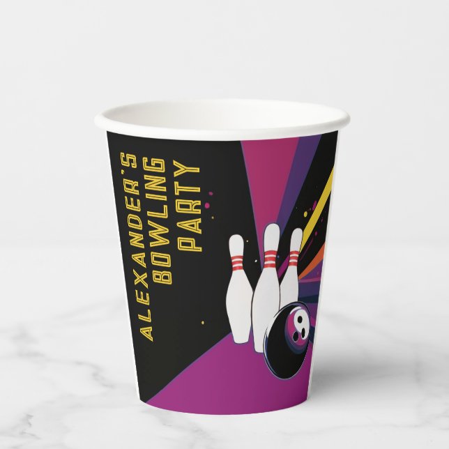 Coole Farbige Lila Bowling Geburtsname Pappbecher (Vorderseite)
