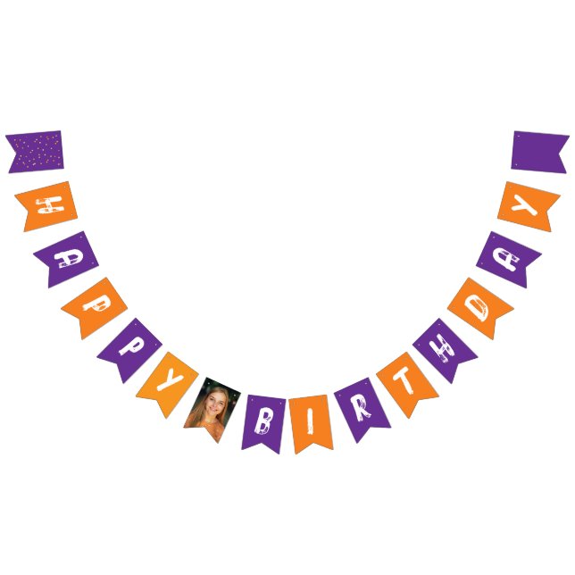 Coole Farbige Lila Orange Foto Pinseltypografie Wimpelkette (Alle)