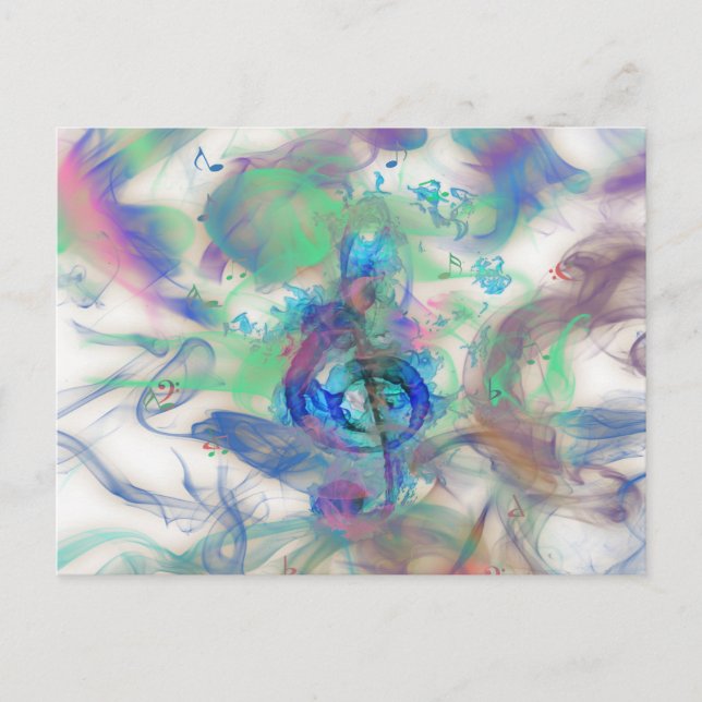 Coole farbige Musiknoten rauchen Effektbild Postkarte (Vorderseite)