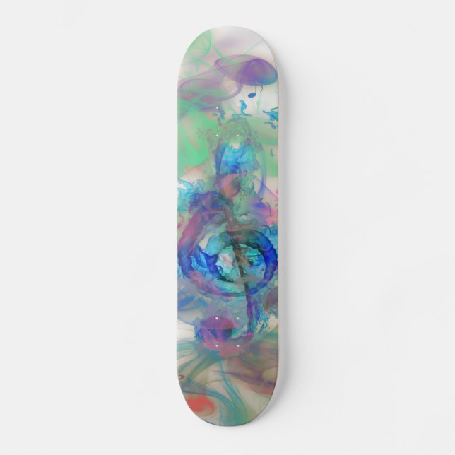 Coole farbige Musiknoten rauchen Effektbild Skateboard (Vorderseite)