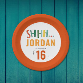 Coole Farbige Rote Überraschung Party Pinsel Typo Pappteller