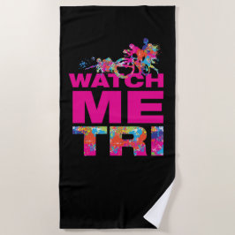 Coole Farbige Triathlon Motivierend Worte Schwarz Strandtuch