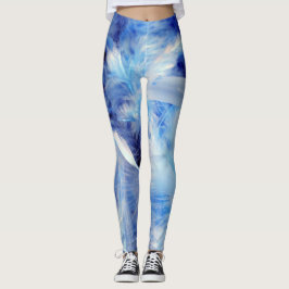 Coole Farbtöne von Blauen und Weißen Federn Leggings