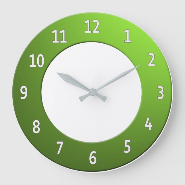 Coole Farbweiße Ziffern auf einem grünen Rahmen Große Wanduhr (Vorderseite)