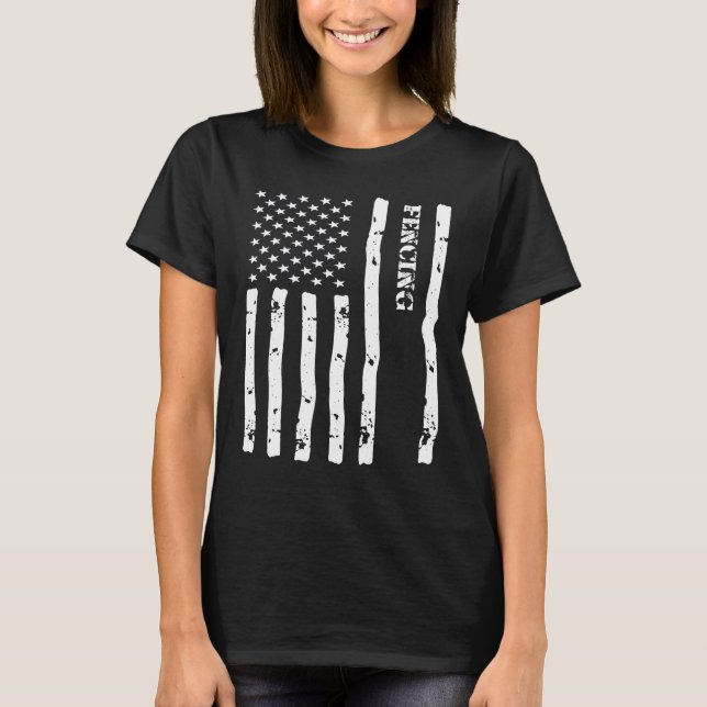 Coole Fencing Dinge Stuff Zubehör US-Flagge T-Shirt (Vorderseite)