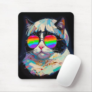 Coole fette Katze (Gemälde #1 / Schwarz) Mousepad