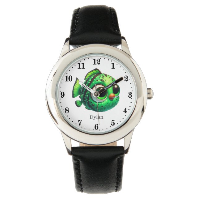 Coole Fische tragen Namen Jungs aufpassen Armbanduhr (Vorderseite)