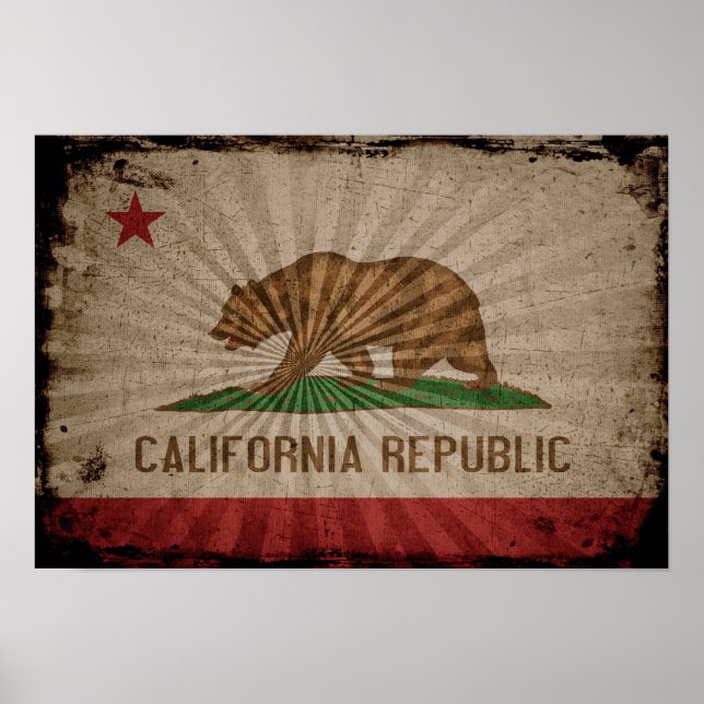 Coole Flagge Grunge California Poster (Vorne)