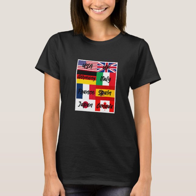 Coole Flaggen des Weltbildes T-Shirt (Vorderseite)