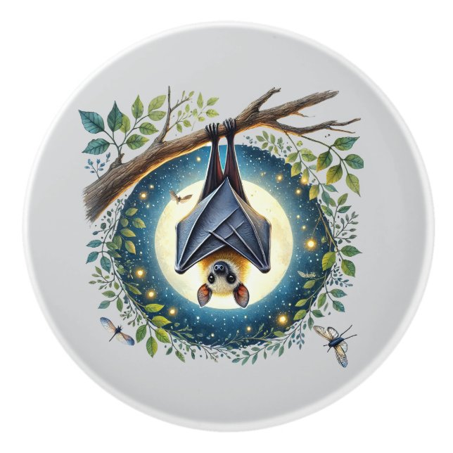 Coole Fledermaus Keramikknauf (Vorderseite)