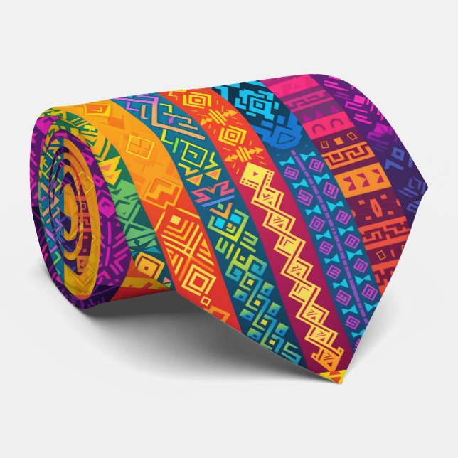 Coole Fliese Aztekenmuster Krawatte (Gerollt)