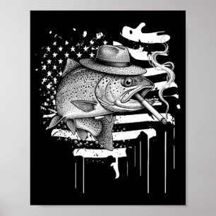 Coole Forellenfisch rauchende Outdoor-Angler Humor Poster