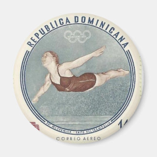Coole Frau Schwimmerin springt ins Wasser Stempel  Magnet