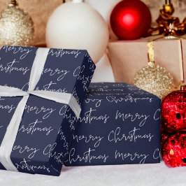Coole Frohe Weihnachts-Drehbuch Schriftart Blau Mu Geschenkpapier
