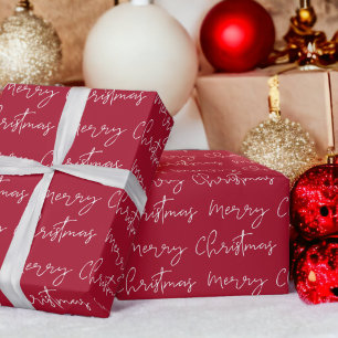 Coole Frohe Weihnachtsschrift Schriftart weiß rot  Geschenkpapier